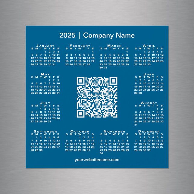 2025 Calendar Custom Business QR Code Blue Magnet (2025 Calendar Custom Business QR Code Blue Magnet in situ)