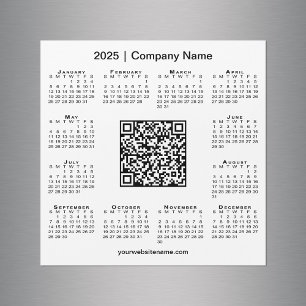 2025 Calendar Custom Business QR Code White Magnet