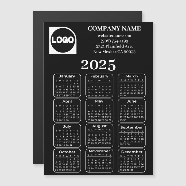 2025 Calendar Custom Company Name & Logo Magnet (Front/Back)