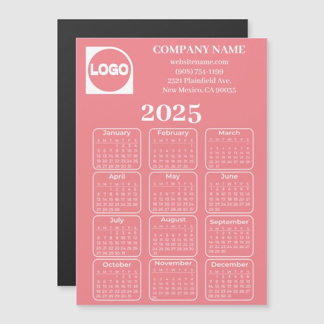 2025 Calendar Custom Company Name & Logo Magnet (Front/Back)