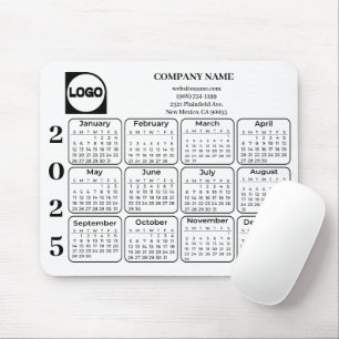 2025 Calendar Custom Company Name & Logo Mouse Mat