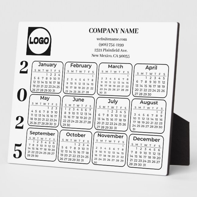 2025 Calendar Custom Company Name & Logo Plaque (Side)