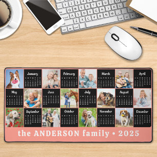 2025 Calendar Custom Coral Unique Photo Collage Desk Mat