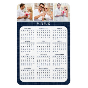 2025 Calendar Custom Photo Navy Blue Fridge  Magnet
