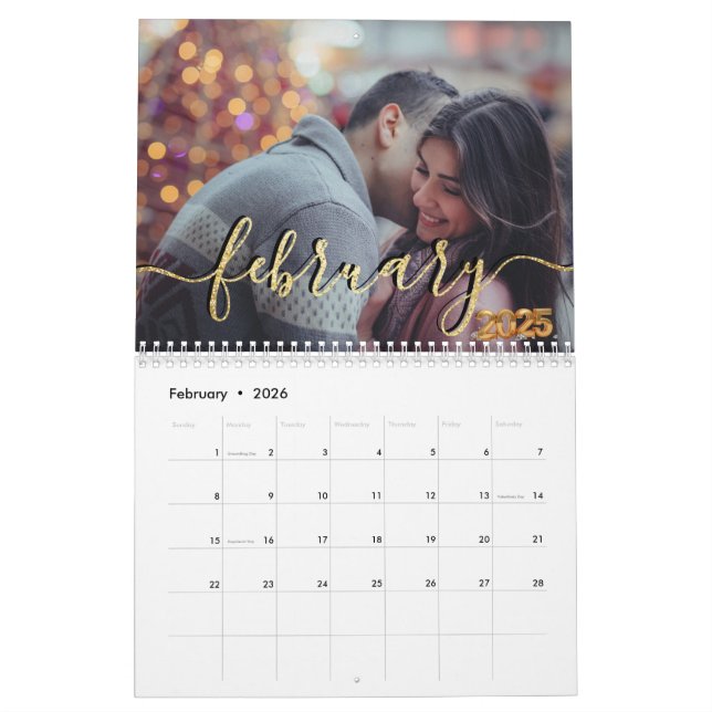 2025 Calendar Elegant Script Family Photos  (Feb 2026)