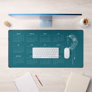 2025 Calendar Full Year Boho Sea Wave Desk Mat