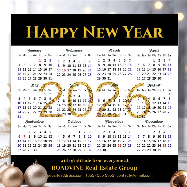 2025 Calendar Gold Black Business Simple Magnetic (Creator Uploaded)