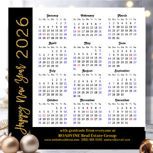 2025 Calendar Gold Black Corporate Magnetic Card