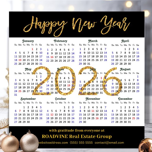 2025 Calendar Gold Black Corporate Magnetic Card (Creator Uploaded)