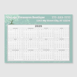 2025 Calendar Heart Leaf Tree Floral Mint Green