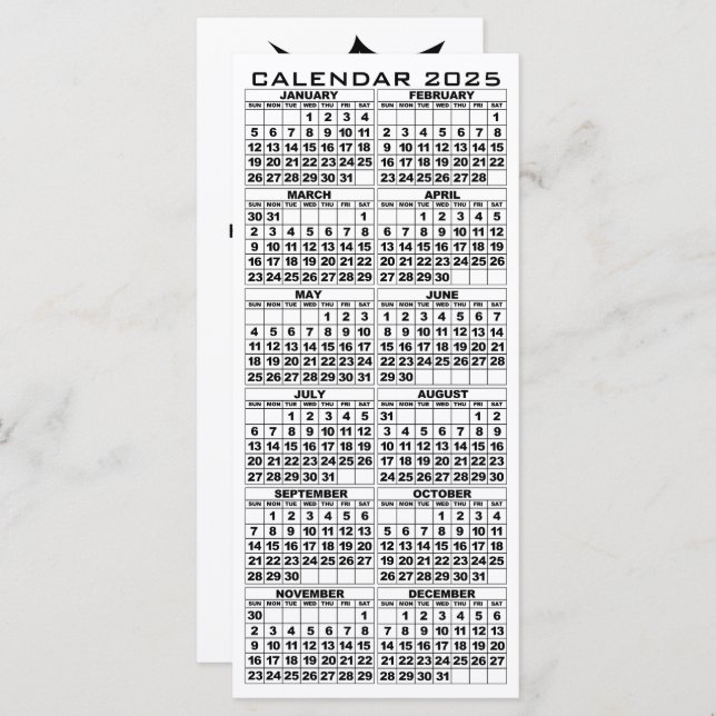 2025 Calendar Holidays Rack Card Leaf with envelop (Front/Back)