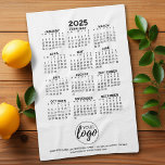 2025 Calendar - logo, business promo Tea Towel<br><div class="desc">A logo to this 2025 calendar -- with room to add a few lines of text. A fun item for the New Year to use as a company giveaway. Add a logo to this design.</div>