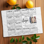 2025 Calendar - logo, photo business Tea Towel<br><div class="desc">A logo and photo collage with a 2025 calendar and room to add a few lines of text. A fun item for the New Year to use as a company giveaway. Add 2 square photos or a photo and a logo to this design.</div>