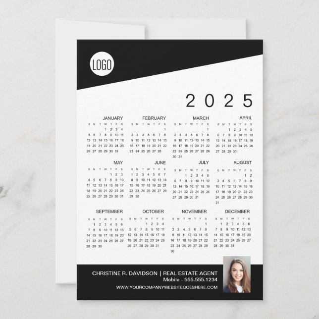 2025 Calendar Logo Real Estate Agent Photo Holiday Card (Front)