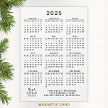 2025 Calendar Magnet Company Logo White Black<br><div class="desc">Create a 2025 business calendar magnet with your company logo and contact information as a practical keepsake or a favour for your clients and workmates for Thanksgiving Day, Christmas, New Year or other holidays and occasions. This simple, minimal design in white and black is easy to personalise and customise. It...</div>