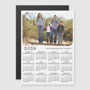 2025 Calendar Magnet Family Photo White Black
