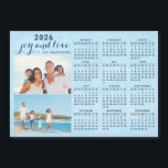 2025 Calendar Magnet Two Photos Collage Blue<br><div class="desc">Create a 2025 magnetic photo calendar with two custom pictures on a sky blue background. It's a unique keepsake for family,  friends,  workmates and colleagues for Christmas,  New Year,  or any occasion.</div>