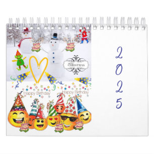 2025 Calendar Merry Christmas Happy Birthday