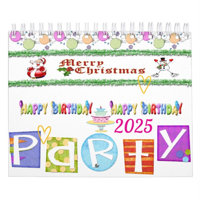 2025 Calendar Merry Christmas Happy Birthday (Cover)