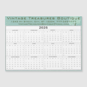 2025 Calendar Mint Green Heart Leaf Tree