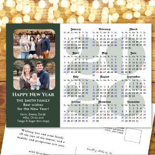 2025 Calendar Modern Black Family Photo Minimalist Holiday Postcard