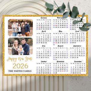 2025 Calendar Modern Gold Glitter 2 Photo Magnetic