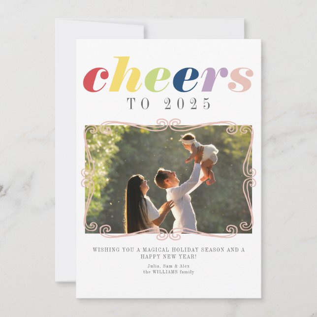 2025 Calendar Modern Holiday New Year 1 Photo Card (Front)