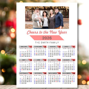 2025 Calendar Modern Pink Family Photo Magnetic