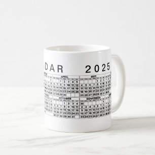 2025 Calendar Mug Black White