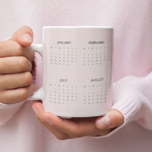 2025 Calendar Mug   Soft Pastel Pink   