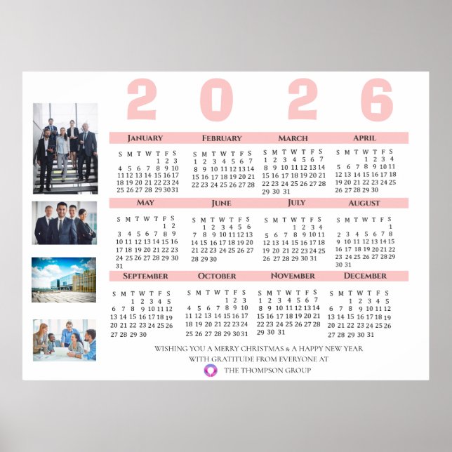 2025 Calendar Multi Photo Christmas Corporate Gift Poster (Front)
