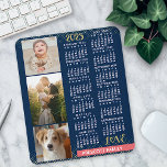 2025 Calendar Navy Coral Gold Family Photo Collage Mouse Mat<br><div class="desc">Celebrate 2025 with this preppy photo collage calendar. With easy-to-read dates in bold white, this beautifully simple calendar has the words "2025" and "LOVE" in faux gold glitter with a bright coral pink bar along the bottom for your personalised family name or other text. The background is navy blue. Vertically...</div>