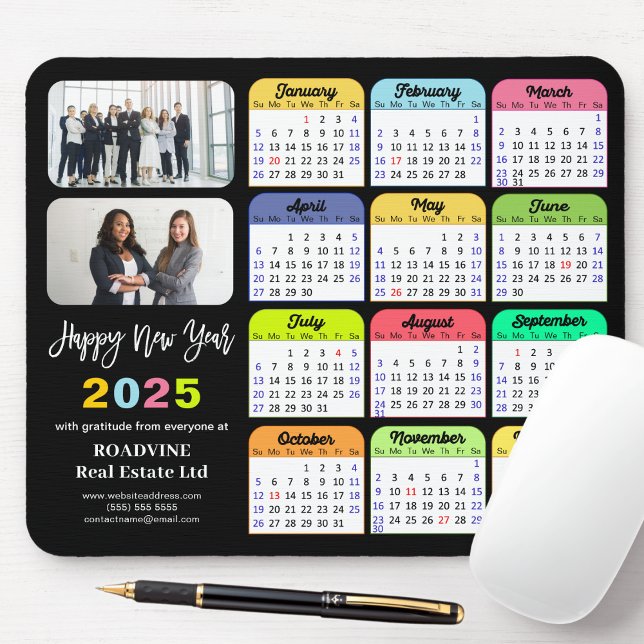 2025 Calendar New Year Corporate 2 Photo Colourful Mouse Mat (Creator Uploaded)