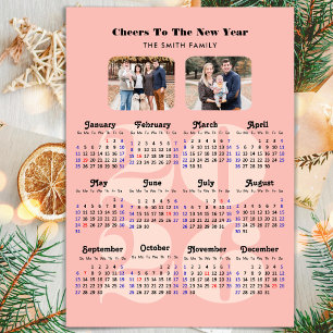 2025 Calendar New Year Elegant Pink Family 2 Photo