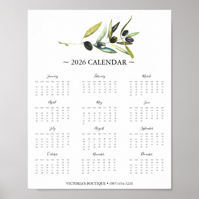 2025 Calendar Olive Business Promo Poster (Front)