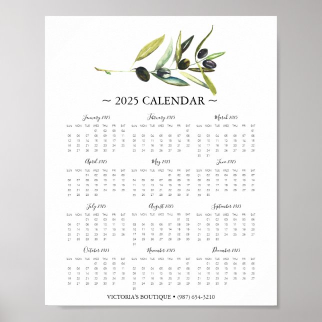 2025 Calendar Olive Business Promo Poster (Front)