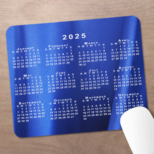 2025 Calendar on Abstract Blue Custom Photo Mouse Mat
