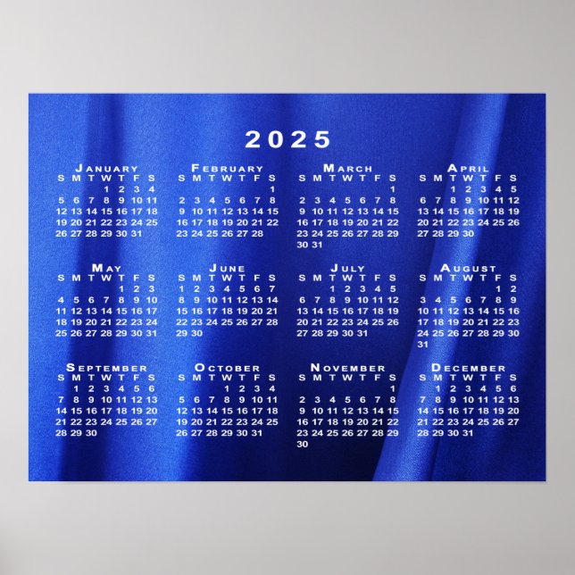 2025 Calendar on Blue Abstract Photo Template Poster (Front)