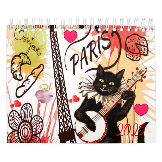 2025 Calendar Paris France Cat Kitten  (Cover)