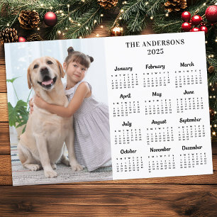 2025 Calendar Pet Dog Kids New Year Custom Photo Holiday Card