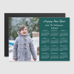 2025 Calendar Photo Happy New Year Teal Magnet