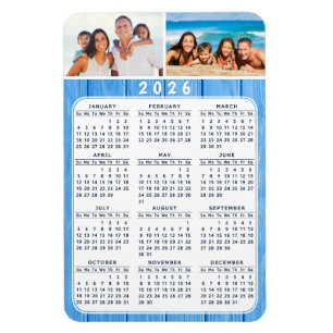 2025 Calendar Photo Magnet for Fridge Blue