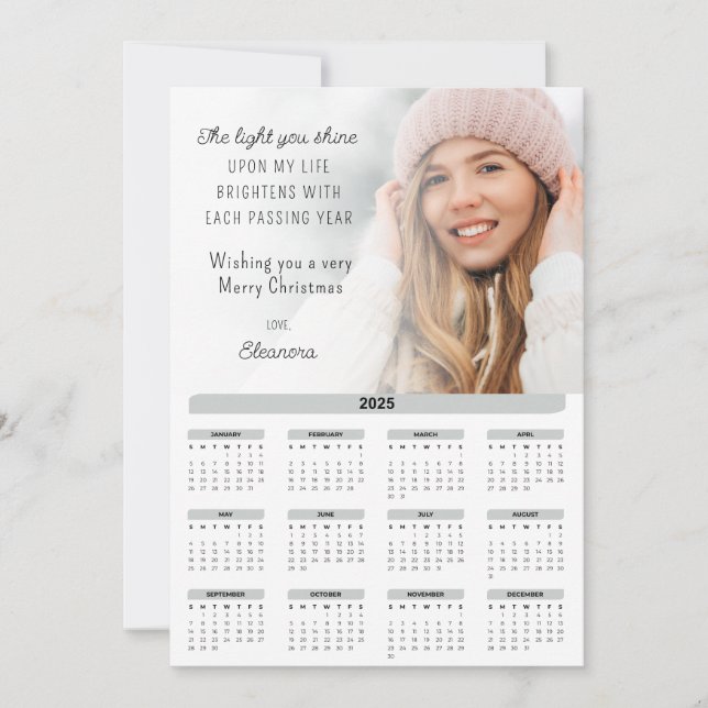 2025 Calendar Photo Motivational Christmas Card (Front)