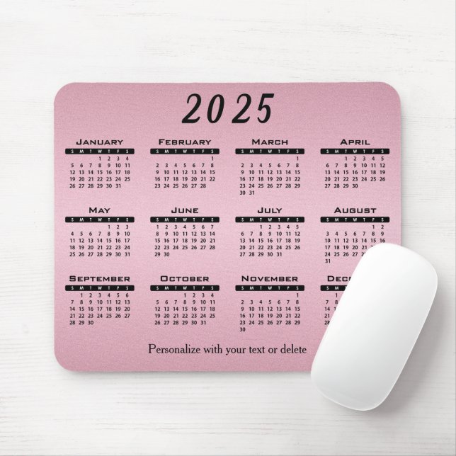 2025 Calendar Pretty Pink - Year Mouse Mat (With Mouse)