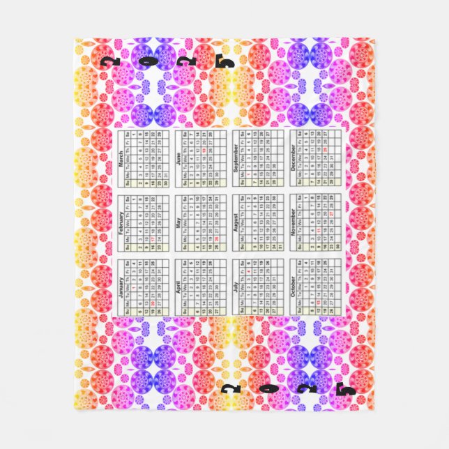 2025 calendar psychedelic nuance pinks purple oj fleece blanket (Front)