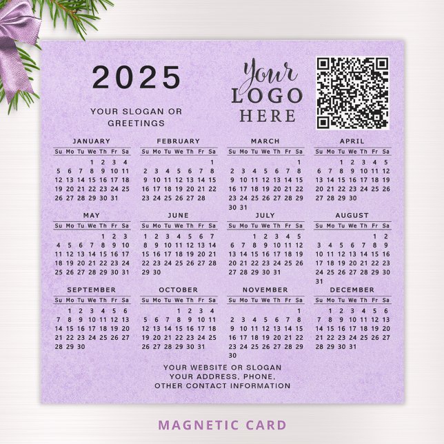 2025 Calendar QR Code Business Logo Purple Magnet (Creator Uploaded)