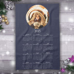 2025 Calendar Round Photo  Tea Towel<br><div class="desc">2025 Calendar Round Photo kitchen towel. The year 2025 photo calendar shows the days of the week for each month. Add your favourite photo.</div>