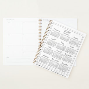 2025 Calendar Silver Grey Fabric Font Planner