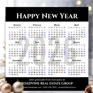 2025 Calendar Simple Black Business Magnetic Card