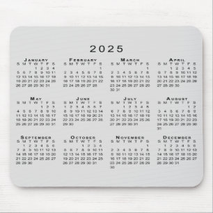 2025 Calendar Simple Grey and Black Mouse Mat
